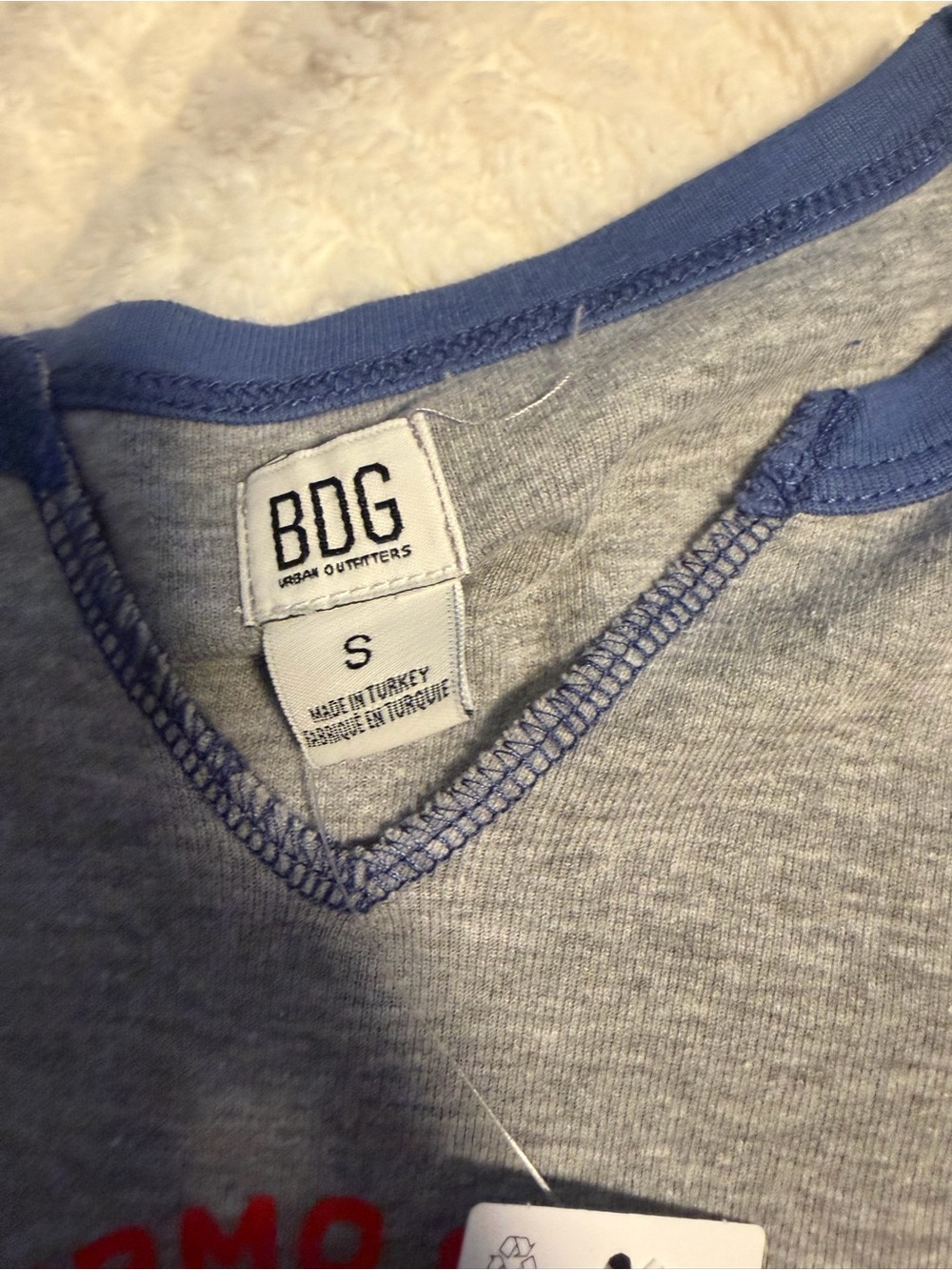 Urban Outfitters Grey Short Sleeve 'Palermo Sport 88' Tee with Blue Trim - Picture 3 of 4